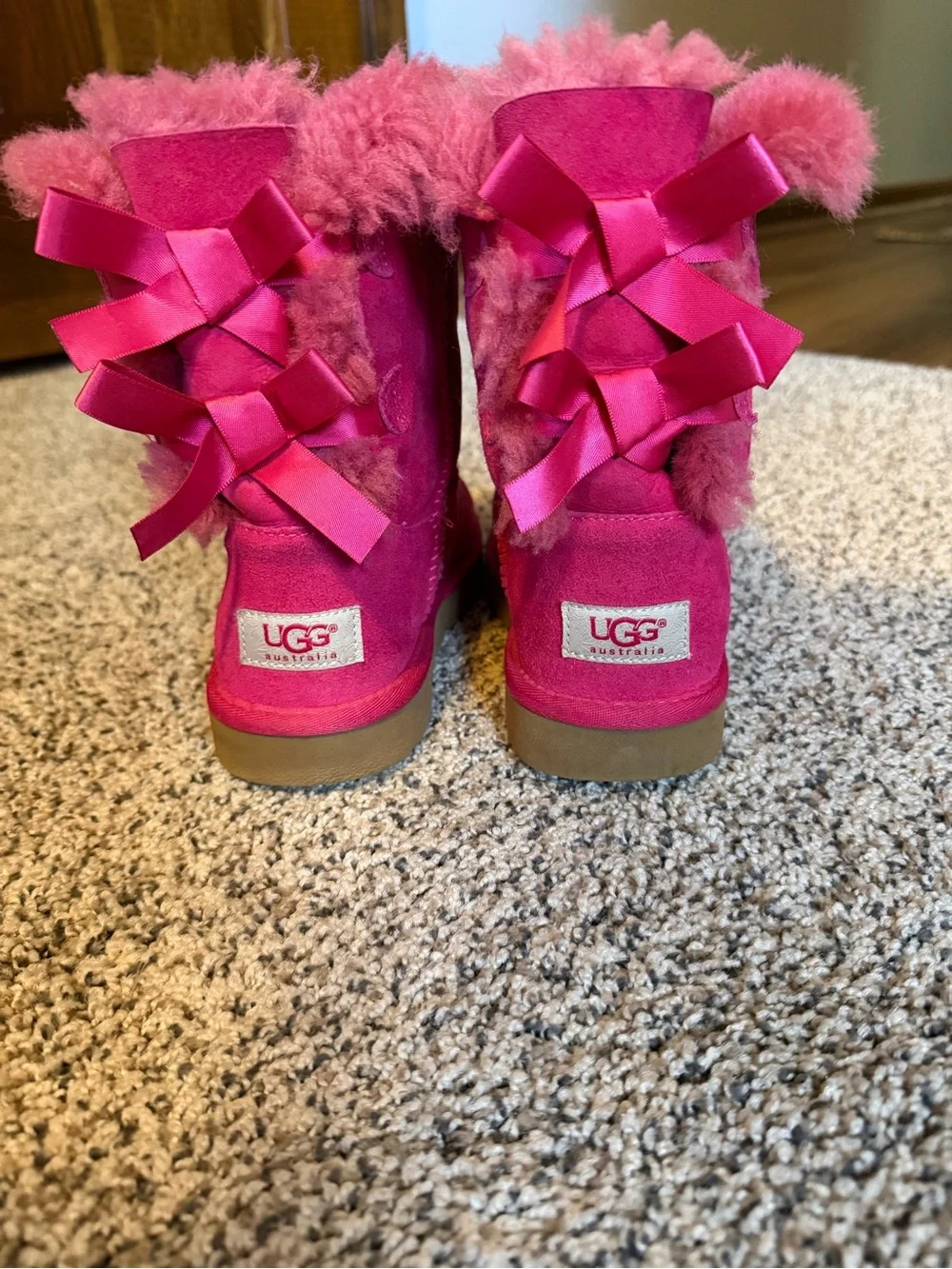 UGG Kids Hot Pink Suede Shearling Boots